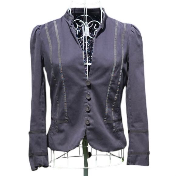 Marc Jacob's slate navy blazer with a floral lining and mandarin collar - Picture 1 of 7